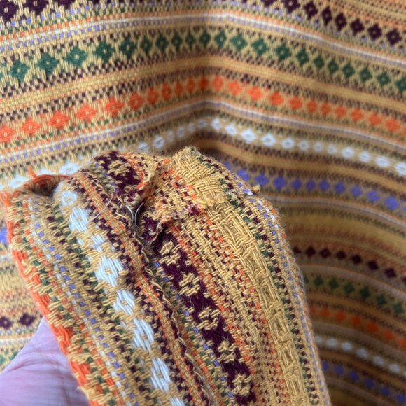 Vintage Woven Hippy Dress "Earth Mother" Caftan Maxi Retro 60s 70s Boho Ethnic - Picture 8 of 12